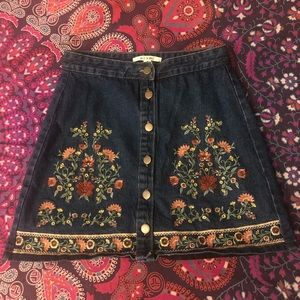 Floral Button Up Jean Skirt